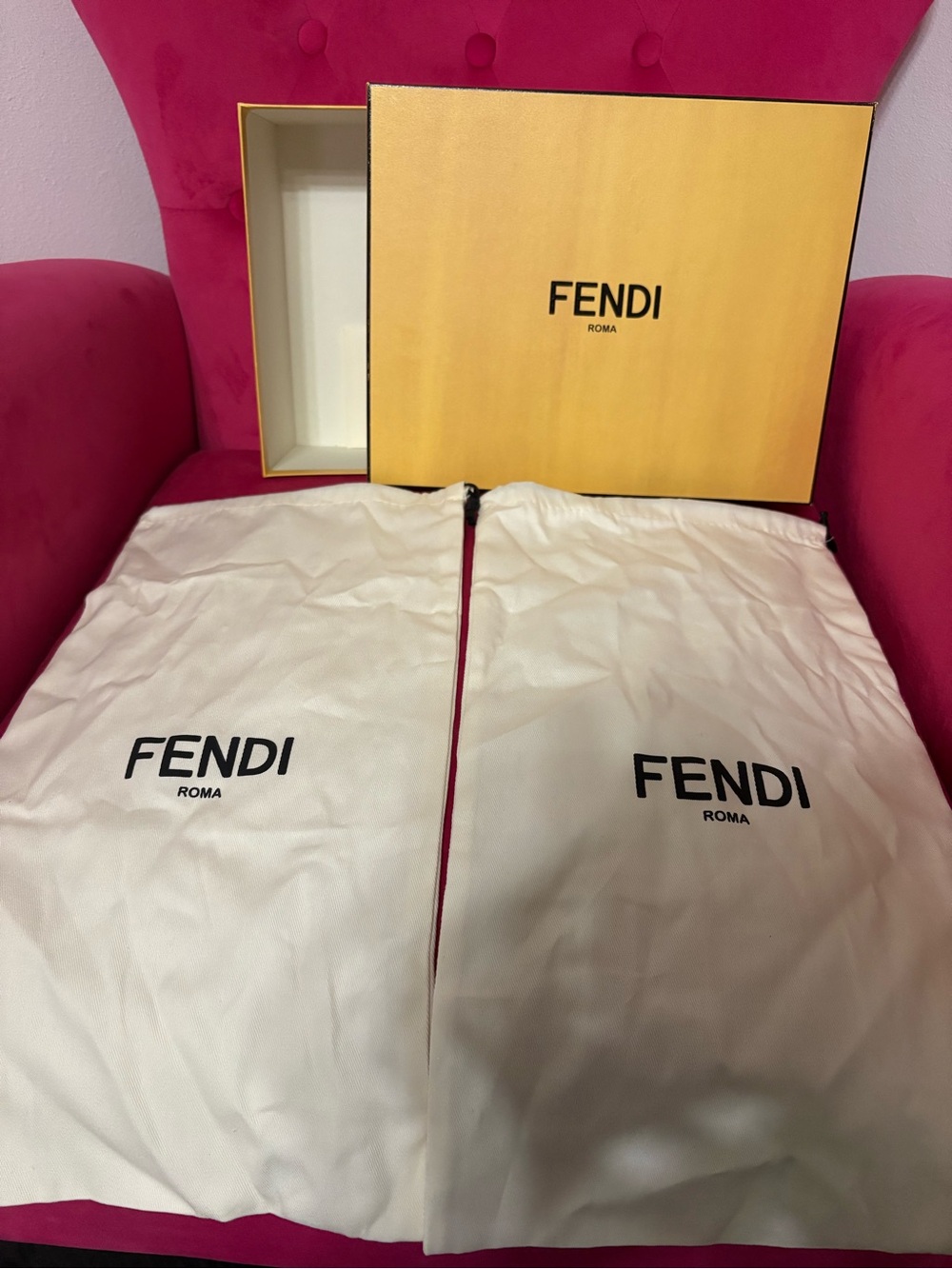 Authentic Fendi Shoe Box and 2 Dust Bags